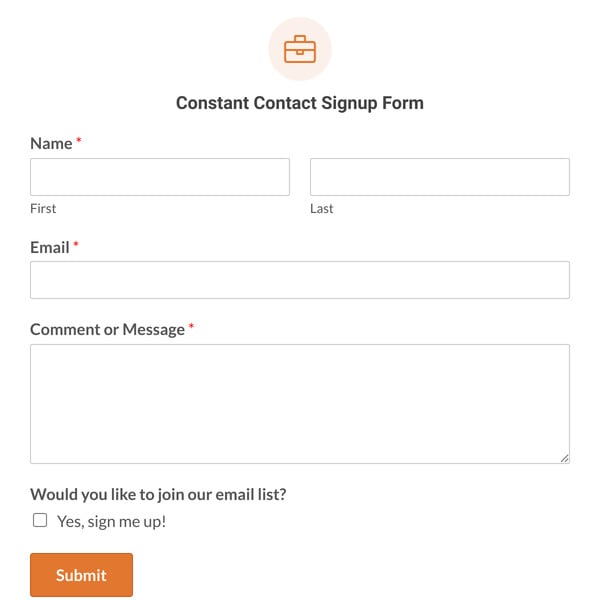 Constant Contact Signup Form Template