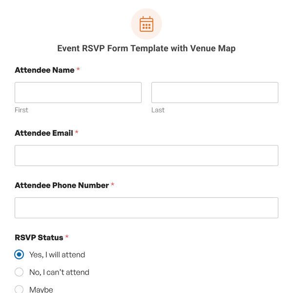 Event RSVP Form Template with Venue Map
