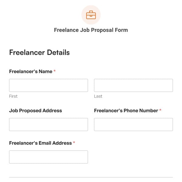 Freelance Job Proposal Form Template