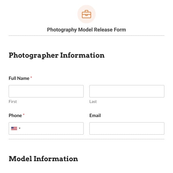 Photography Model Release Form Template