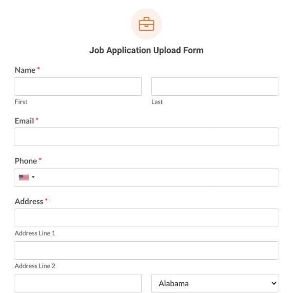 Job Application Upload Form Template