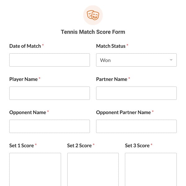 Tennis Match Score Form Template