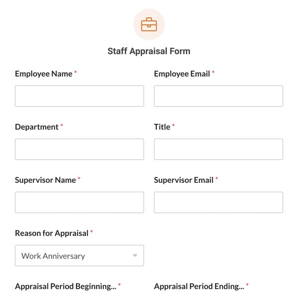 Staff Appraisal Form Template