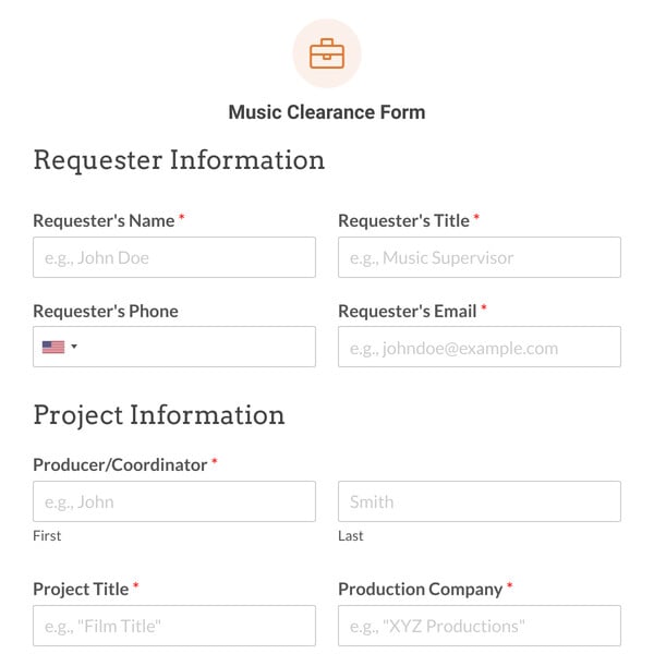 Music Clearance Form Template