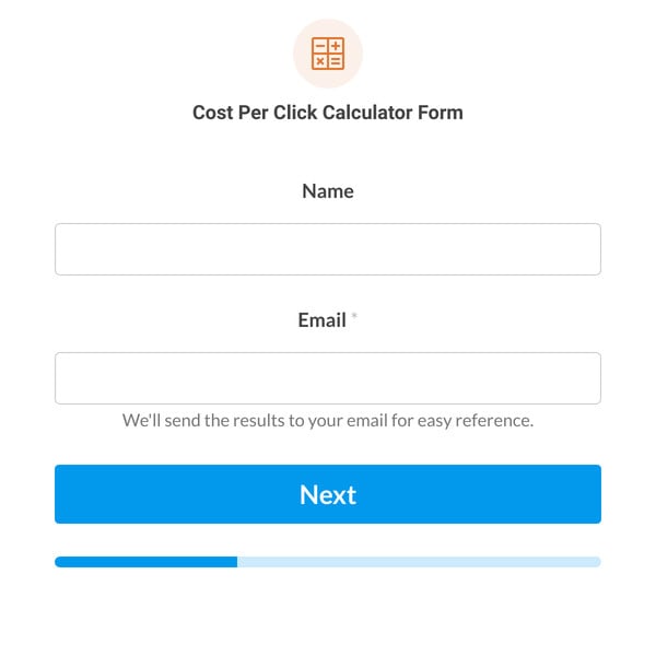 Cost Per Click Calculator Form Template