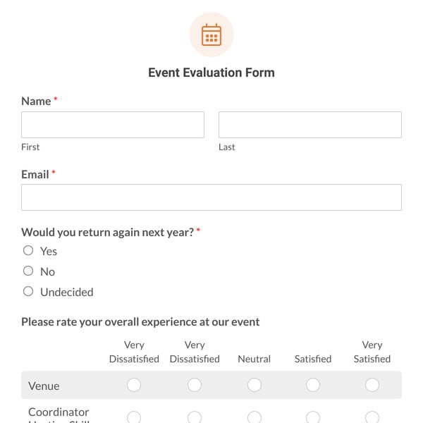 Event Evaluation Form Template