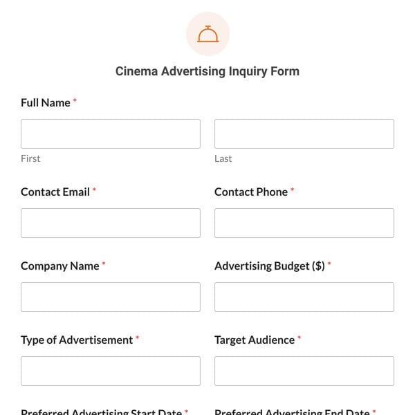 Cinema Advertising Inquiry Form Template