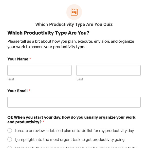 Which Productivity Type Are You Quiz Template