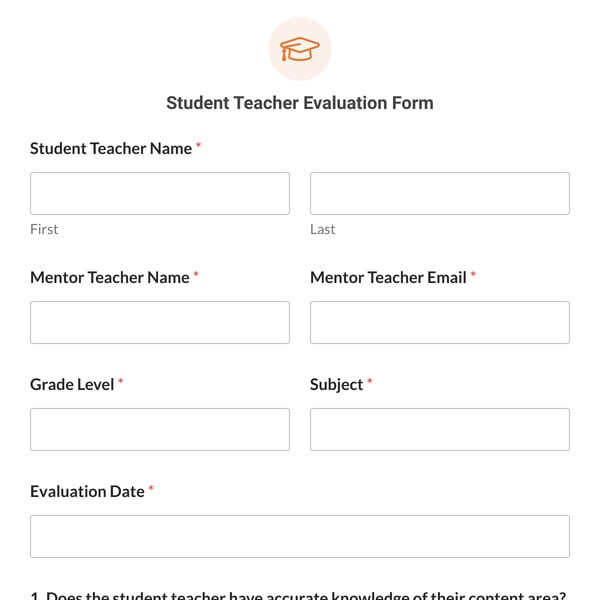 Student Teacher Evaluation Form Template