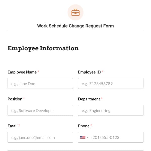 Work Schedule Change Request Form Template