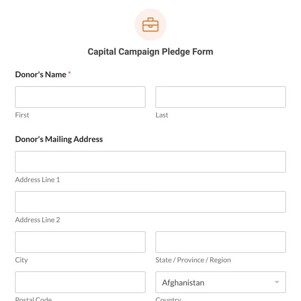 Capital Campaign Pledge Form Template