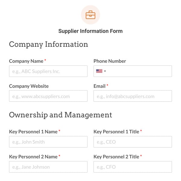 Supplier Information Form Template