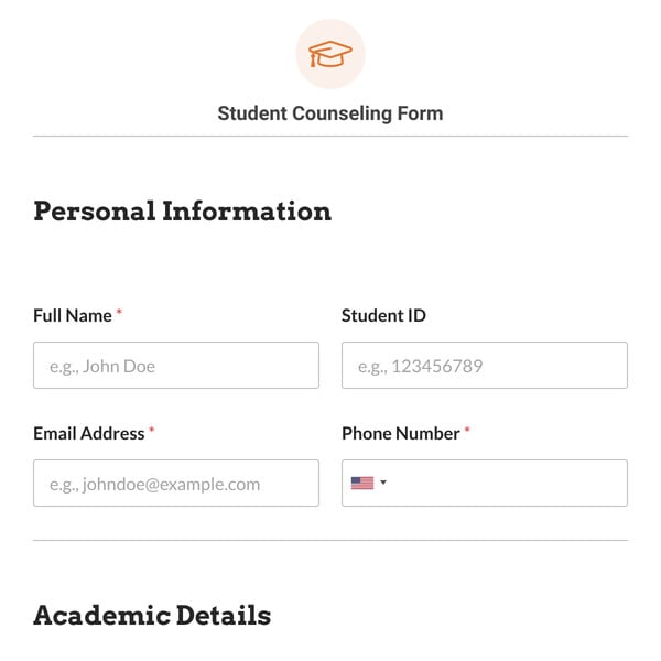 Student Counseling Form Template