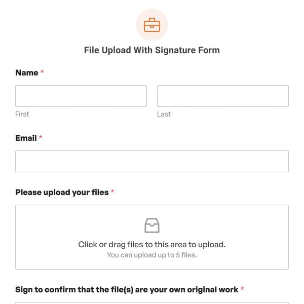 File Upload With Signature Form Template