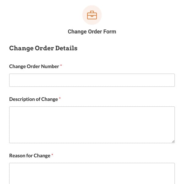 Change Order Form Template