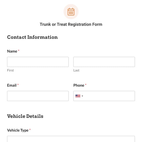 Trunk or Treat Registration Form Template