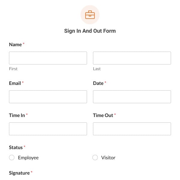 Sign In And Out Form Template