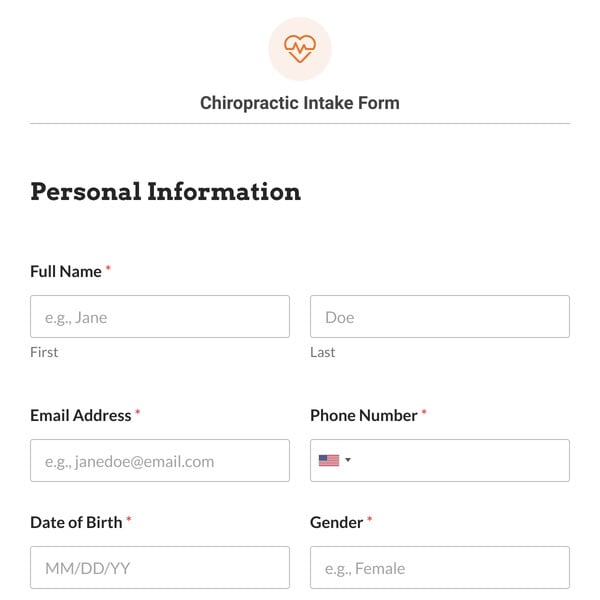 Chiropractic Intake Form Template