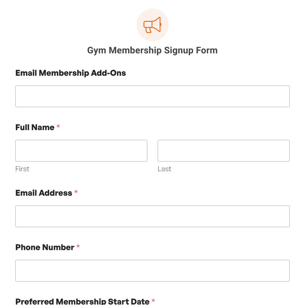 Gym Membership Signup Form Template