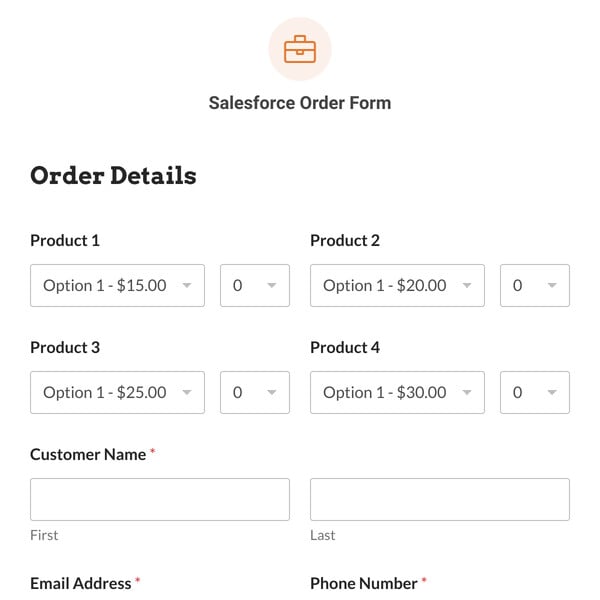 Salesforce Order Form Template