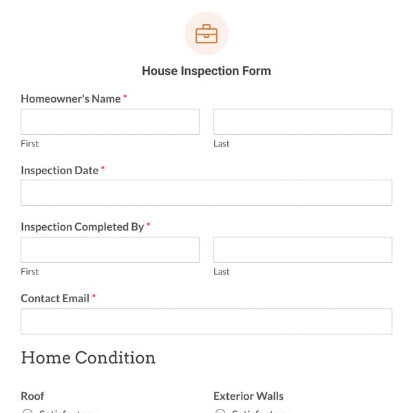 House Inspection Form Template