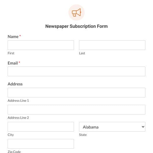 Newspaper Subscription Form Template