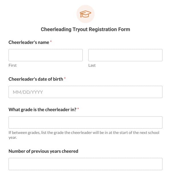 Cheerleading Tryout Registration Form Template