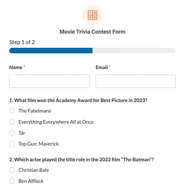Movie Trivia Contest Form Template