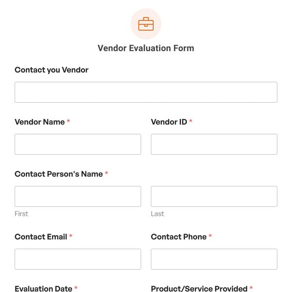 Vendor Evaluation Form Template