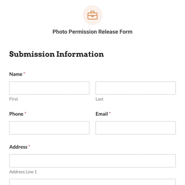 Photo Permission Release Form Template