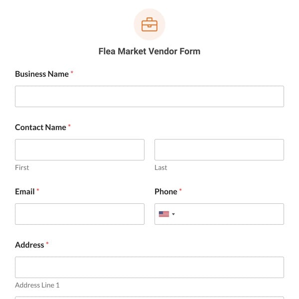 Flea Market Vendor Form Template