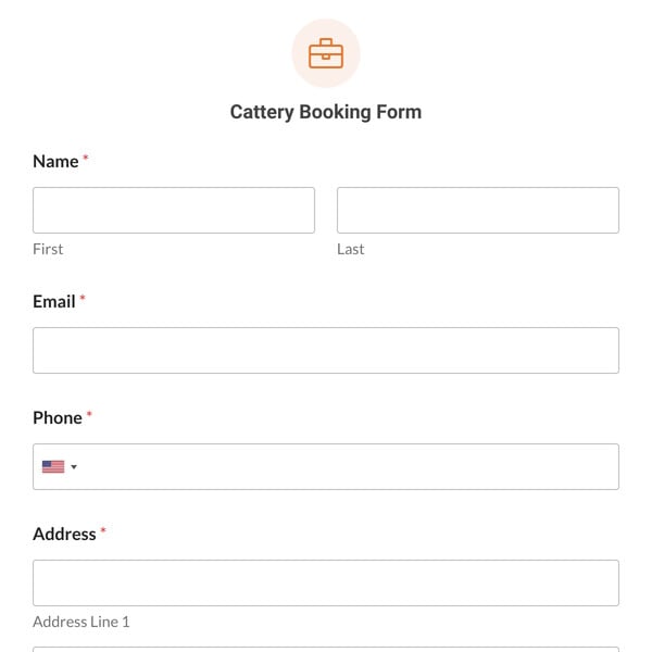 Cattery Booking Form Template