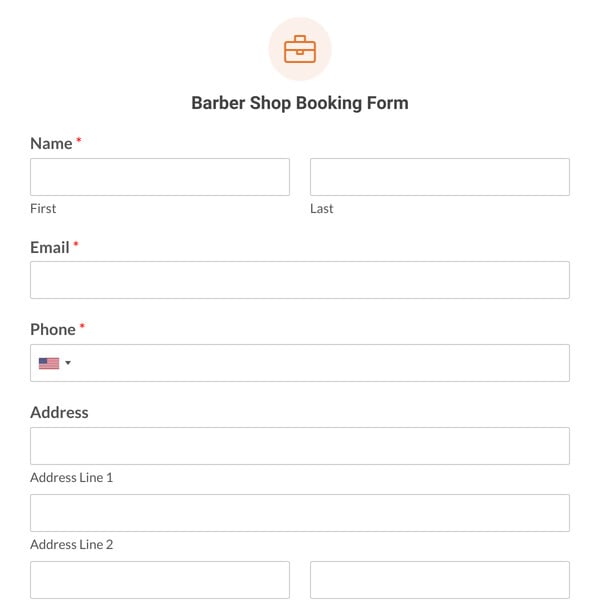Barber Shop Booking Form Template