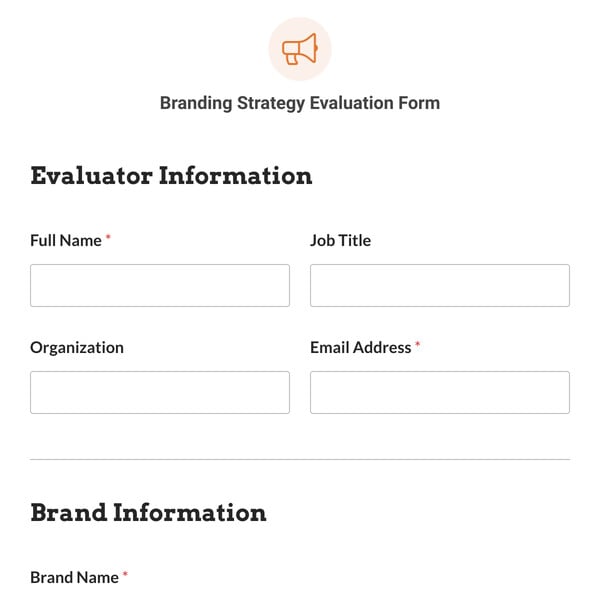 Branding Strategy Evaluation Form Template