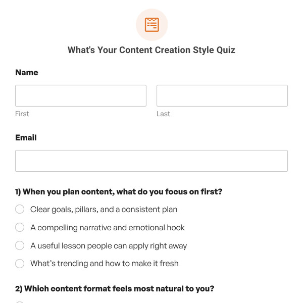 What's Your Content Creation Style Quiz Template