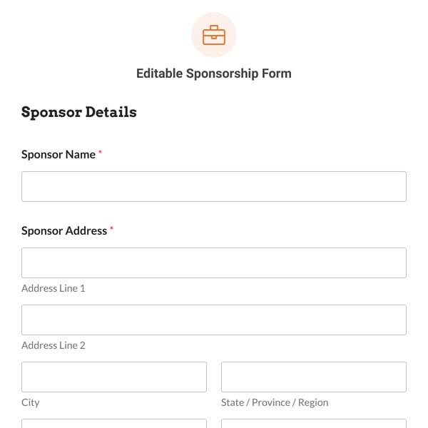 Editable Sponsorship Form Template