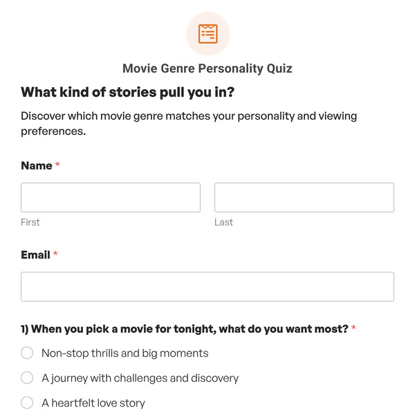 Movie Genre Personality Quiz Template