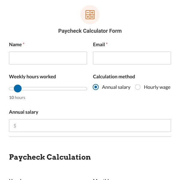 Paycheck Calculator Form Template
