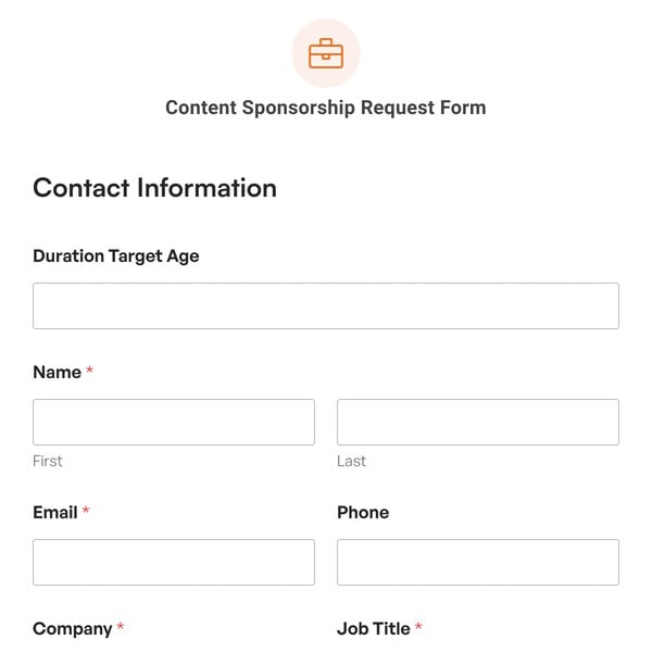Content Sponsorship Request Form Template