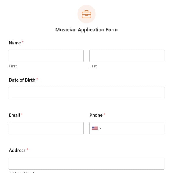 Musician Application Form Template