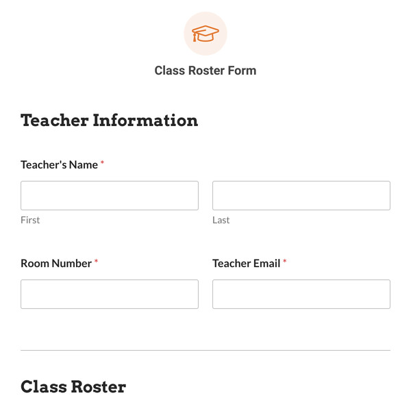 Class Roster Form Template