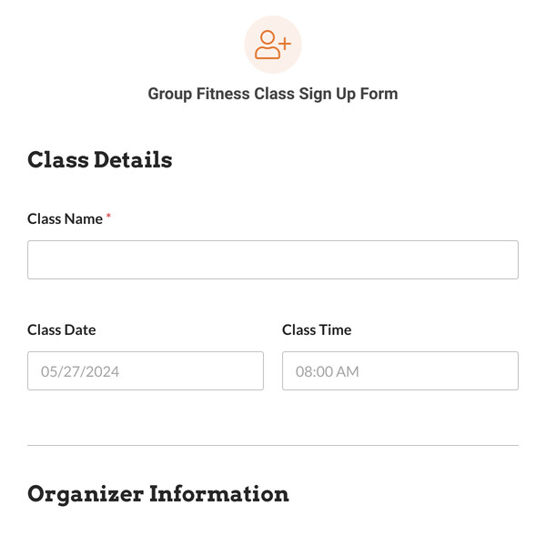 Group Fitness Class Sign Up Form Template