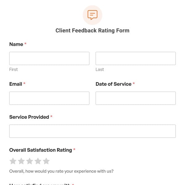 Client Feedback Rating Form Template