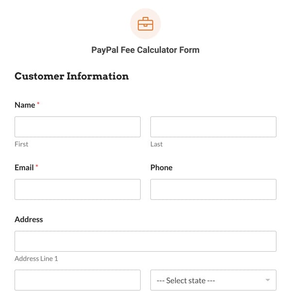 PayPal Fee Calculator Form Template