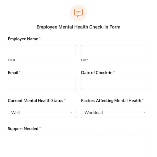 Employee Mental Health Check-in Form Template