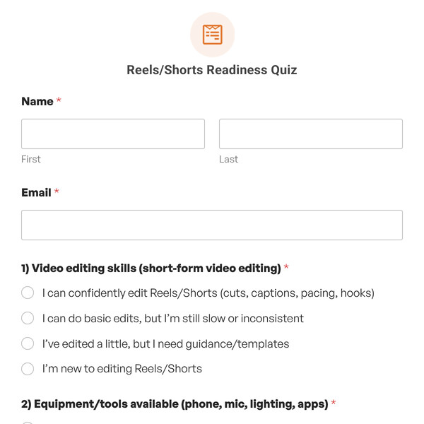 Reels/Shorts Readiness Quiz Template