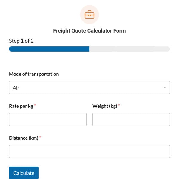 Freight Quote Calculator Form Template