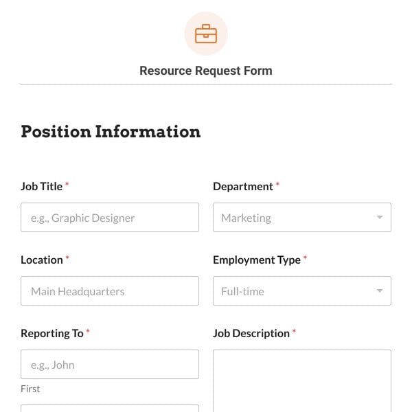 Resource Request Form Template