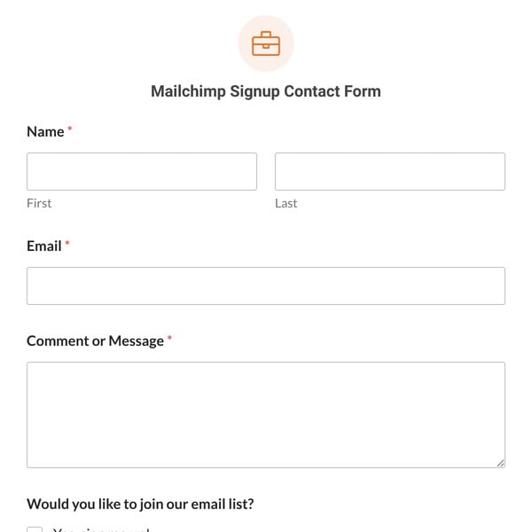 Mailchimp Signup Contact Form Template