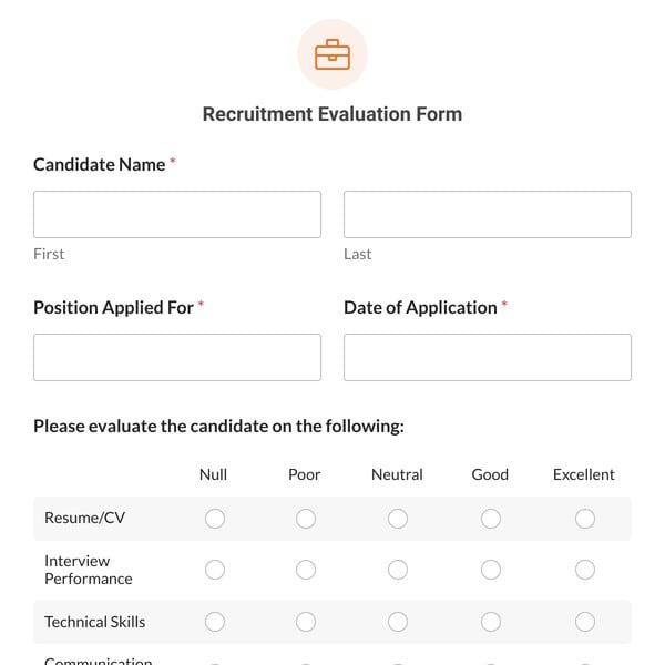Recruitment Evaluation Form Template